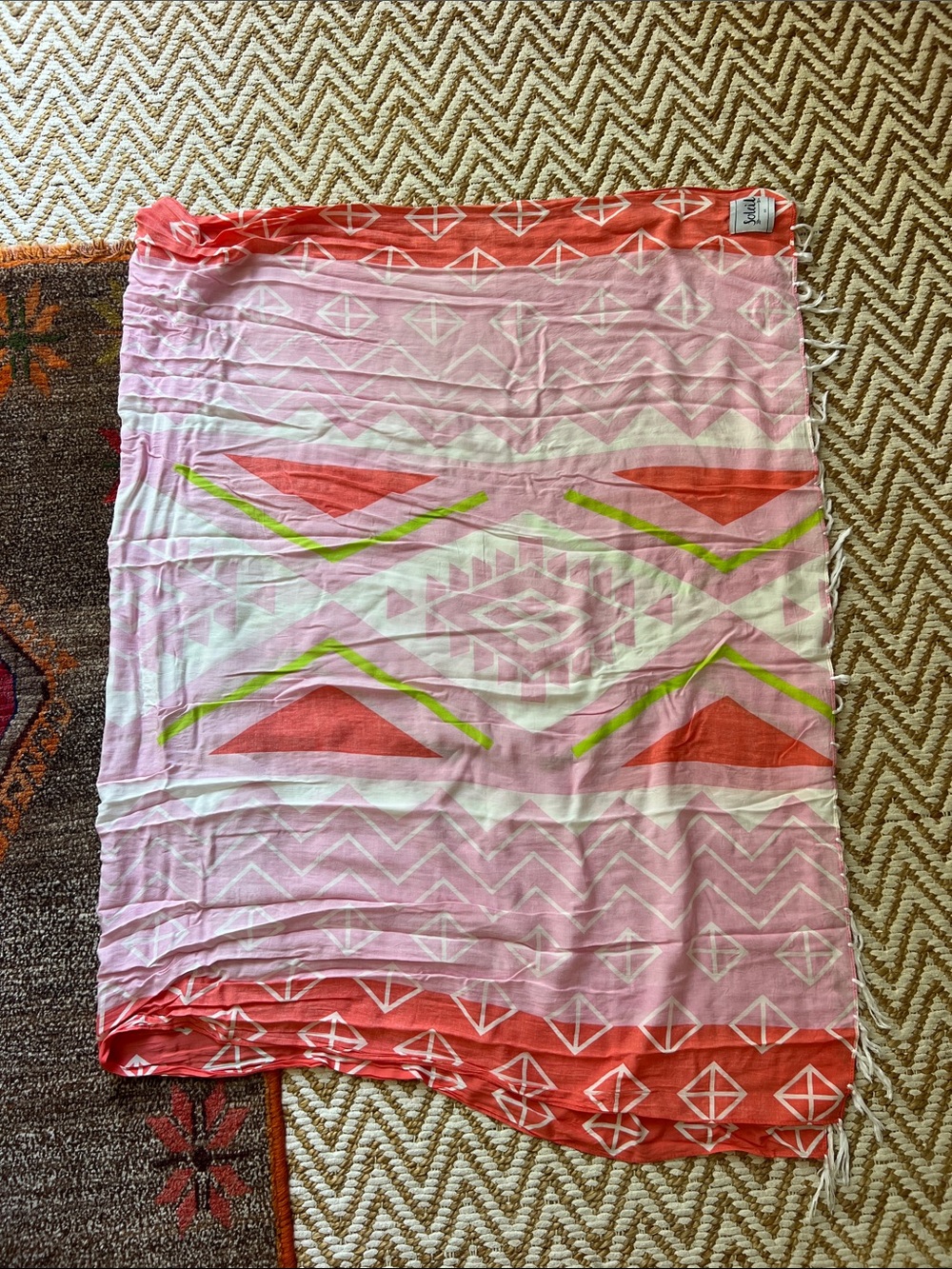 Lightweight Pink & Coral Geometric Swim Cover-Up by